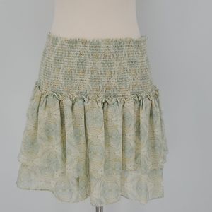 Chelsea & Violet Heavenly Folk Smocked Layered Tiered Mini Skirt Medium 8-10 NWT